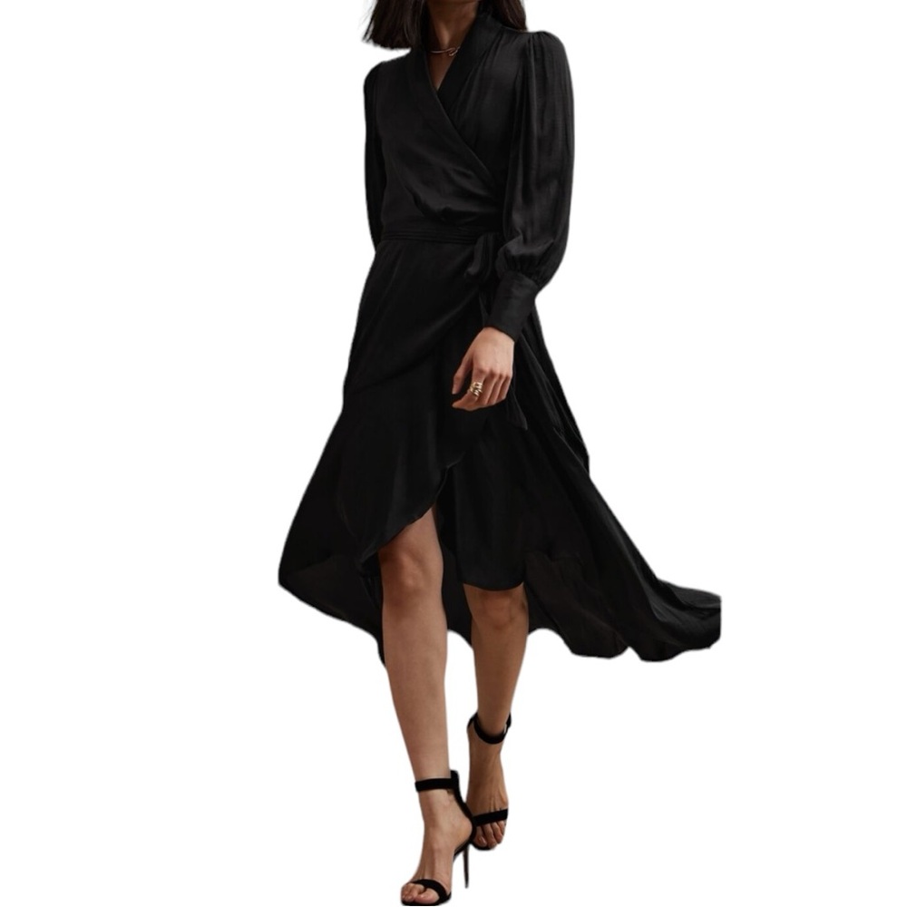 Banana Republic Black Long Sleeve Wrap Maxi Dress